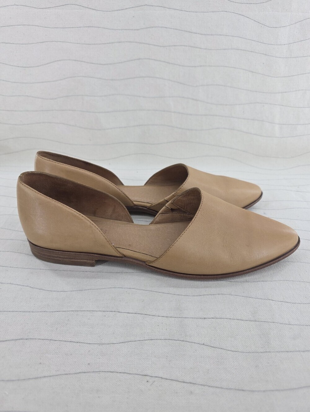 Madewell Womens Marisa d'Orsay Flat Tan Leather Slip On Shoes AH706 Size 9.5